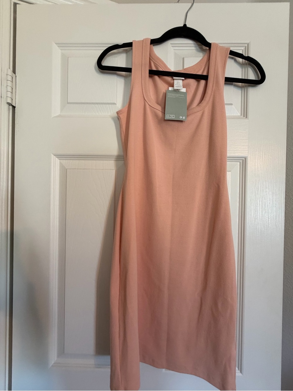 H&M Sleeveless Ribbed Tank Dress in Blush Pink